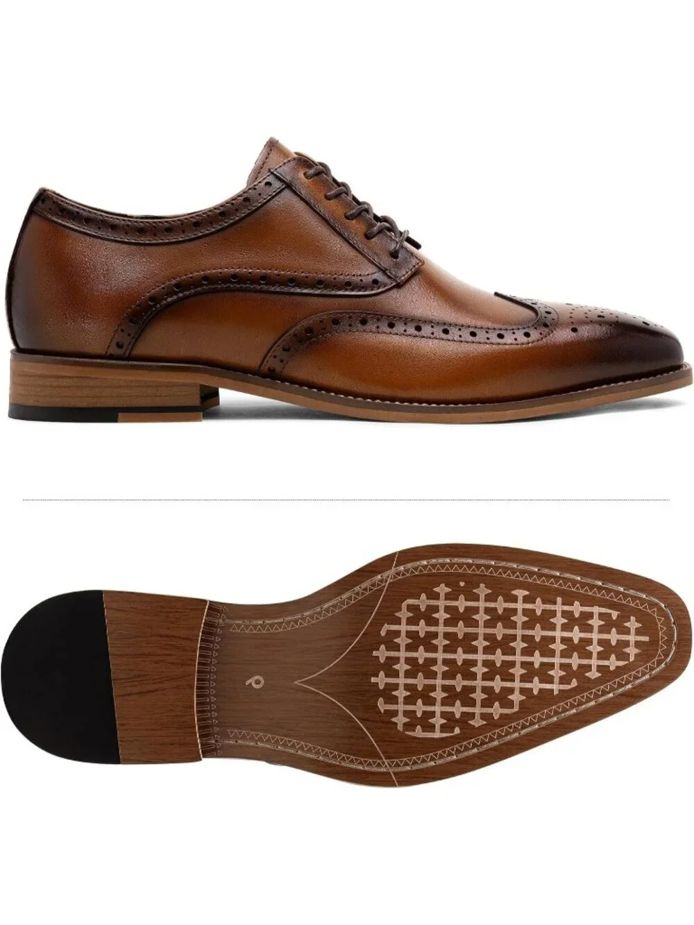 Men's Brown Lace LaTeX Insoles Classic Oxford Business Formal Dress Shoes